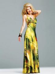 Gorgeous Floor Length Sheath Style Multi-Color Printed Rhinestone Inclusive Celebrity Dresses