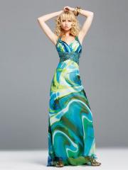 Gorgeous Halter Neck Floor Length Multi-Color Printed Beaded Celebrity Outfit