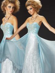 Gorgeous Light Sky Blue Sweetheart Tulle And Satin Floor Length Celebrity Gowns