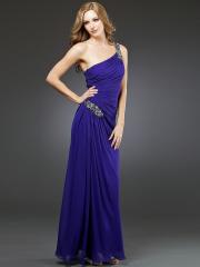 Gorgeous One-Shoulder Sheath Style Floor Length Purple Chiffon Prom Outwear