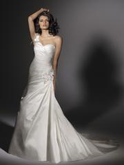 Gorgeous Satin Sweetheart One Shoulder A-Line Wedding Dress
