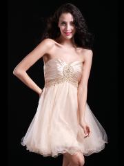 Gorgeous Short-length Sleeveless Sweet-heart Homecoming Dress with Rhinestones