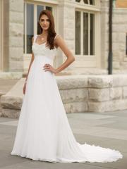 Gorgeous Square Neckline White Chiffon Gown of Empire Waist