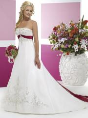 Gorgeous Strapless Embroidery A-Line Satin Gown for Brides