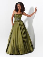 Gorgeous Strapless Floor Length Ball Gown Silky Heavy Green Satin Quinceanera Dresses