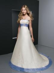 Gorgeous Strapless Heavy Embroidery A-Line Gown of Duple Tone