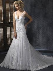 Graceful A-Line Tulle V-Neck Wedding Dress
