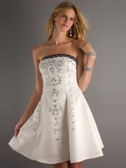 Graceful A-Line White Embroidered Strapless Neckline Sleeveless Short Homecoming Dress