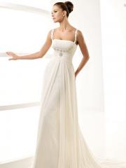 Graceful Chiffon Beaded Straps Bodice Empire Nuptial Gown