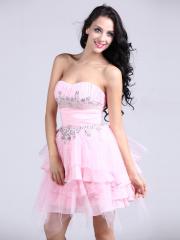 Graceful Short-length Tierring Homecoming Dress with Embroidery