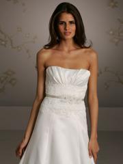 Graceful Strapless Satin A-Line Belt Wedding Dres