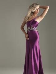 Grape Taffeta Sequined One-Shoulder Neckline Sleeveless Floor-Length Celebrity Dress