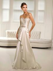 Grecian Style Slippery Satin Wedding Dress with Sweetheart Neckline