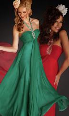 Halter Neck Floor Length Silk Chiffon with Keyhole Bust and Flying Skirt for Evening Party