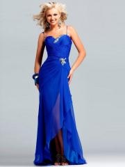 Halter Pleated Evening Dress with Embroidered