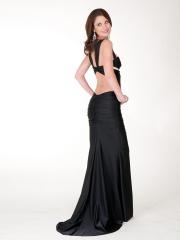 Halter Pleated Stain Evening Dress
