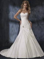 High-Quality Taffeta Ruched A-Line Gown of Gathering