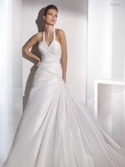 Hot Sell Halter Beaded Neckline with Shirring and Ruffles Wedding Dress