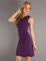 Hot Seller 2011 High Neck Sleeveless Short Length Sheath Grape Chiffon Mother Dress