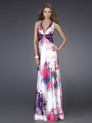Hot Seller 2012 Deep V-Neck Empire Style Floor Length Printed and Crisscross Evening Dress