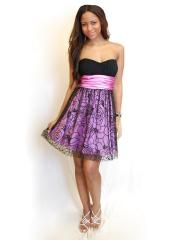 Hot Seller 2012 Strapless Short Sheath Black Chiffon and Tulle Skirt Homecoming Dress