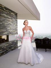 Hot Seller Strapless Appliqued Satin Gown for Wedding