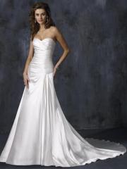 Hot Selling Satin Strapless Sweetheart Neckline with Ruched Bodice and A-Line Skirt Gown