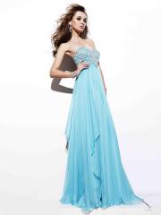 Ice Blue Strapless Sweetheart Neckline Jeweled Bodice Sleeveless Floor-Length Evening Dress