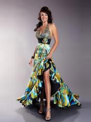 Incomparable High Low Style Halter Neckline Sequins and Flower Accented Celebrity Dresses