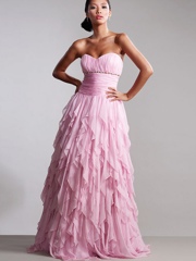Intoxicating Sweetheart Pink Floor Length Chiffon Evening Dress of Beaded Detail