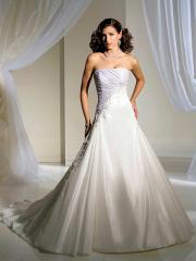 Intriguing A-Line Satin Taffeta Strapless Nuptial Gown