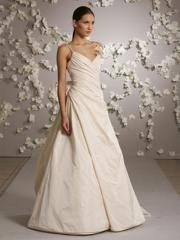 Ivory Taffeta V-neckline Asymmetrical A-Line Bridal Gown