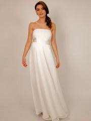 Ivory White Column Chiffon Floor-Length Shirring Wedding Dress
