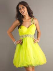 Keyhole Accented One-shoulder Sweetheart Neckline Beaded Band Homecoming Dresses