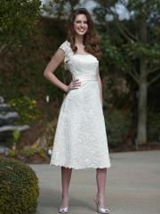 Lace Knee Length Gown with Strapless Modified Sweetheart Neckline Wedding Dresses