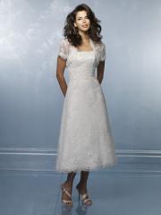 Lace Made Short A-Line Tea-Length Bridal Gown