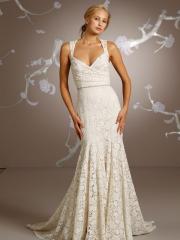 Lace Sheath Wedding Gown of Shoulder Strap