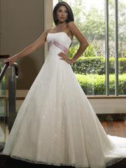 Lace White Strapless Chapel Length Gown for Upcoming Wedding