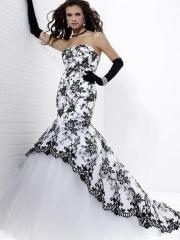 Lace and Tulle Mermaid Style Strapless Neckline Full Length Celebrity Dresses
