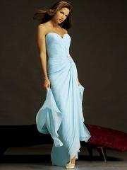 Light Sky Blue Chiffon Strapless Sweetheart Neckline Beading Embellishment Evening Dresses