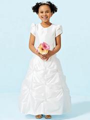 Lovely Ball Gown Tea-length Flower Girl Dress with Short Sleeves