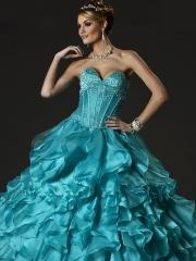 Luxurious Ball Gown Strapless Sweetheart Neckline Sequined Bodice Ruffled Quinceanera Dresses