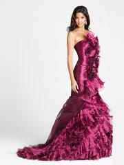 Luxurious Satin Fabric Heavily Ruffed Full Length Skirt Mermaid Style Celebrity Dresses
