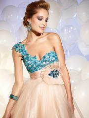 Luxurious Tulle and Satin Fabrications Appliques Embellishment A-line Homecoming Dresses