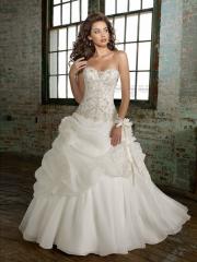 Luxury Organza Strapless Ball Gown Wedding Dress with Pick Up