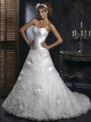 Luxury Satin And Organza Strapless Sweetheart A-Line Wedding Dress