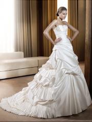 Luxury taffeta strapless a-line wedding dress