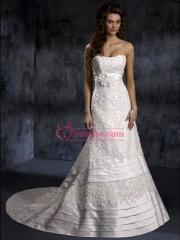 Maginificent All-Over Lace Appliqued Strapless Bridal Gown