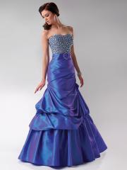 Magnificent Strapless Floor Length Ball Gown Dark Royal Blue Taffeta Wedding Party Dress