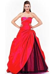 Magnificent Strapless Red Silky Heavy Taffeta Floor Length Ball Gown Bridesmaid Dress
